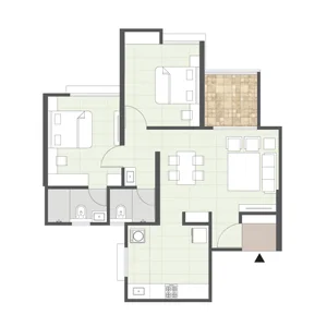 2 BHK floor plan at Mangalam Momento